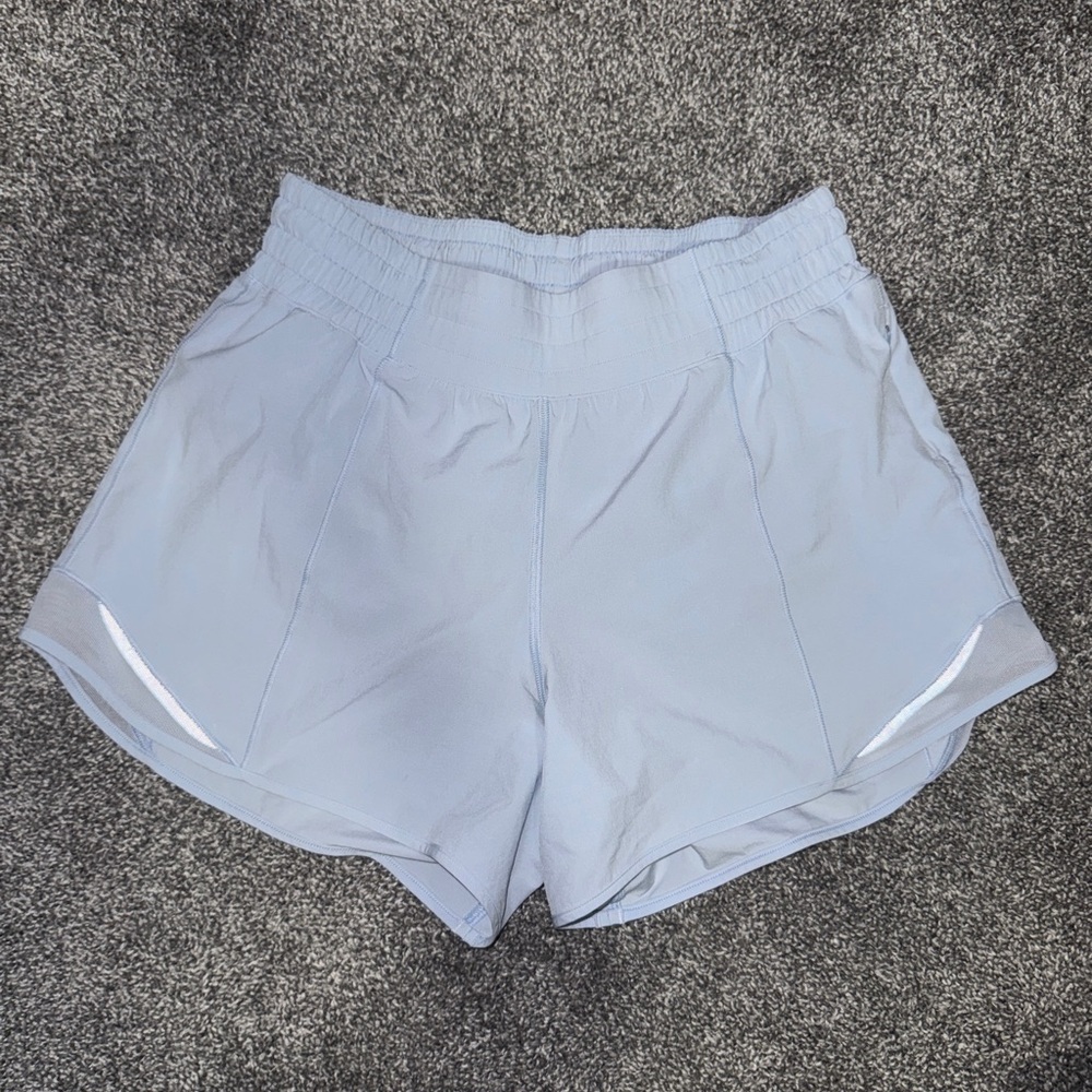 Lululemon Powder Blue Hotty Hot Hight Rise shorts